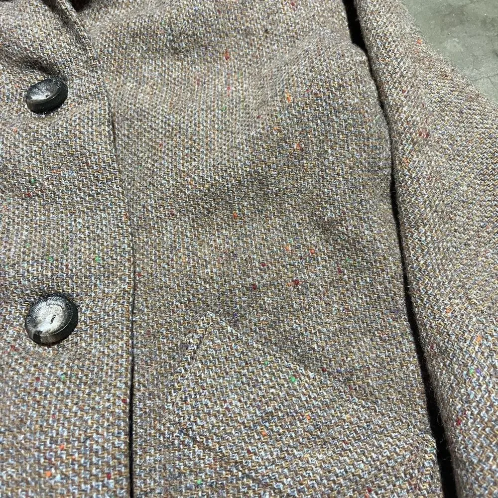 Vintage 60s VIP Brown Tweed Wool Long Overcoat